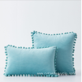 Custom velvet fabric solid tassel pillow cover